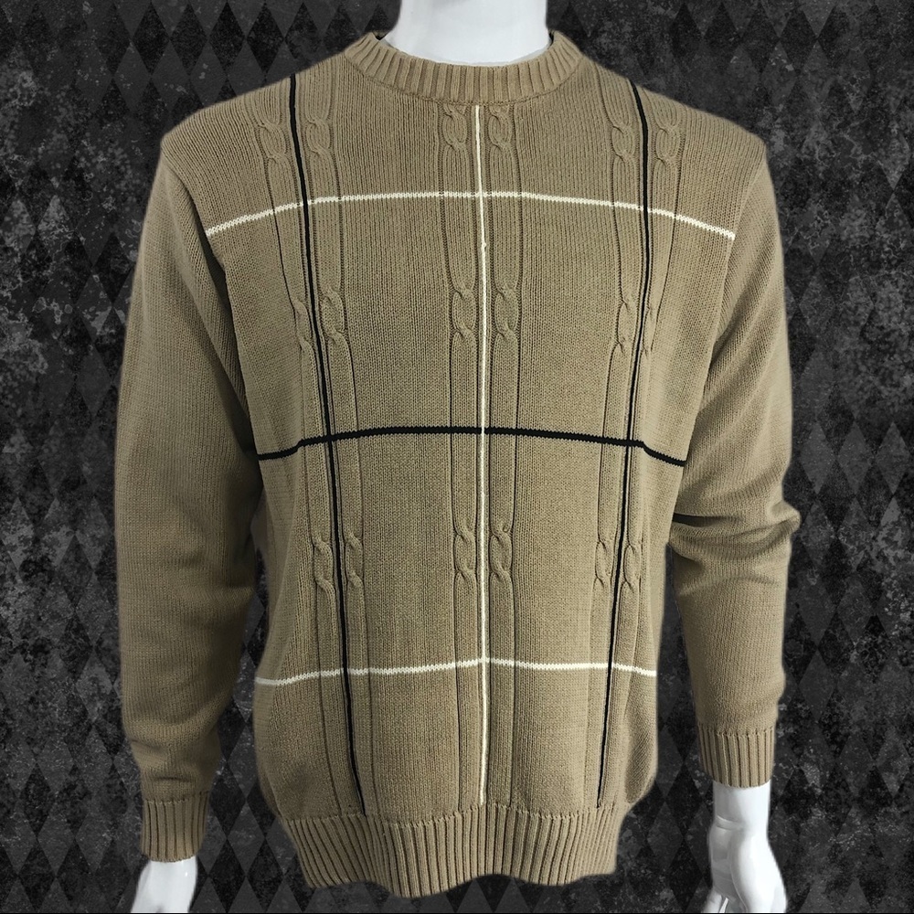 Haggar Tan Cable Knit Men’s Sweater